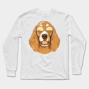 Golden Summer dog in sunglasses 2 Long Sleeve T-Shirt